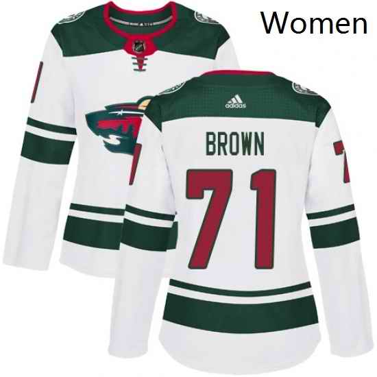 Womens Adidas Minnesota Wild 71 J T Brown Authentic White Away NHL Jerse